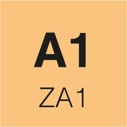 Auf hellorangen Hintergrund steht in schwarzer Schrift: A1, ZA1